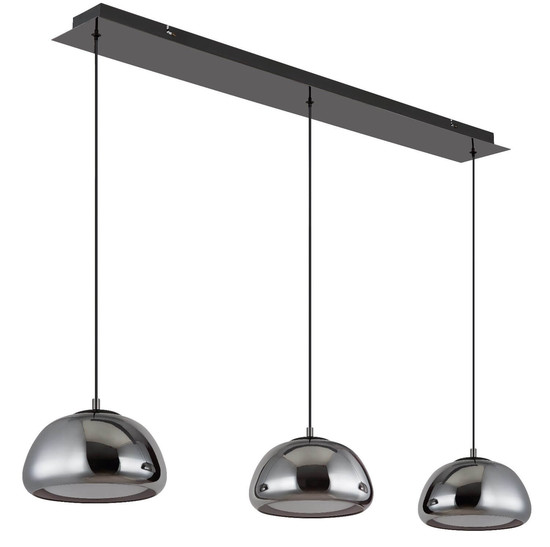 Globo LED Pendelleuchte Avila 35W dimmbar Fernbedienung CCT warm-/tageslichtweiss Schwarz-chrom rauchfarben Metall Glas 150x117cm