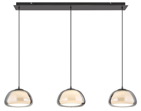 Globo LED Pendelleuchte Avila 35W dimmbar Fernbedienung CCT warm-/tageslichtweiss Schwarz-chrom rauchfarben Metall Glas 150x117cm