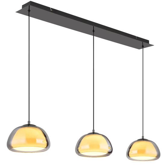 Globo LED Pendelleuchte Avila 35W dimmbar Fernbedienung CCT warm-/tageslichtweiss Schwarz-chrom rauchfarben Metall Glas 150x117cm
