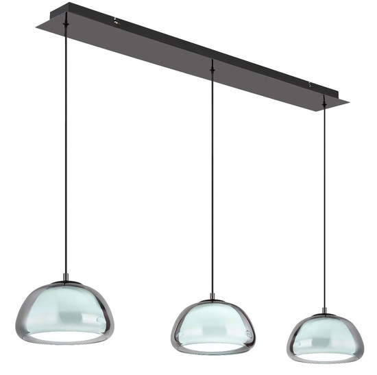 Globo LED Pendelleuchte Avila 35W dimmbar Fernbedienung CCT warm-/tageslichtweiss Schwarz-chrom rauchfarben Metall Glas 150x117cm