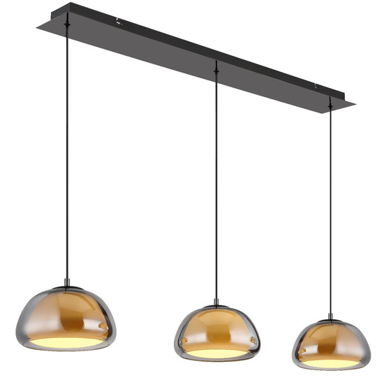 Globo LED Pendelleuchte Avila 35W dimmbar Fernbedienung CCT warm-/tageslichtweiss Schwarz-chrom rauchfarben Metall Glas 150x117cm