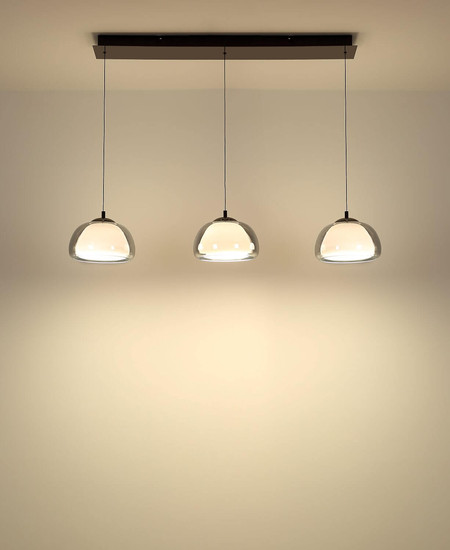 Globo LED Pendelleuchte Avila 35W dimmbar Fernbedienung CCT warm-/tageslichtweiss Schwarz-chrom rauchfarben Metall Glas 150x117cm