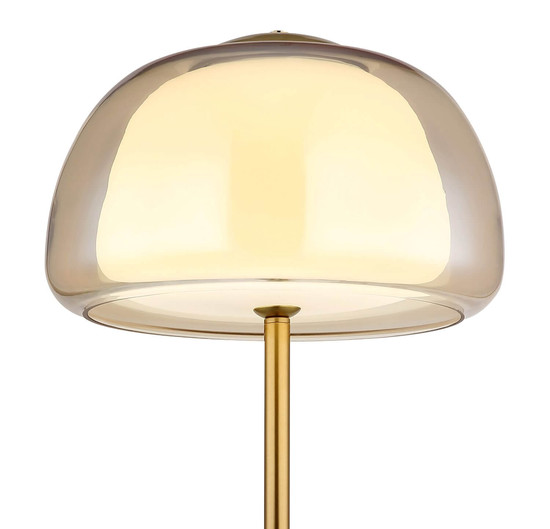 Globo LED Stehleuchte Avila 25W dimmbar Fernbedienung CCT warm-/tageslichtweiss Goldfarben gebürstet amber Metall Glas 150cm