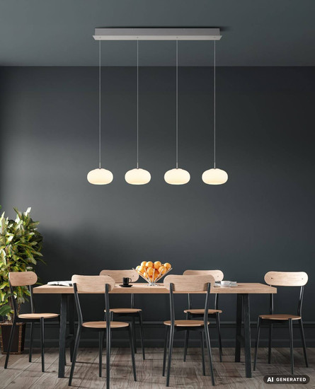 Globo LED Pendelleuchte Quintara 24W warmweiss Nickel matt Metall Glas 150x110cm
