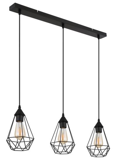 Globo Zachary E27 Hängeleuchte 3-fach 60W Schwarz Matt, Metall Ø17cm 15745-3H