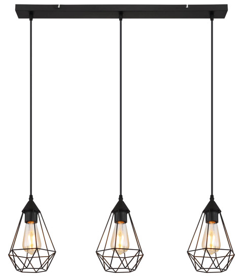 Globo Zachary E27 Hängeleuchte 3-fach 60W Schwarz Matt, Metall Ø17cm 15745-3H