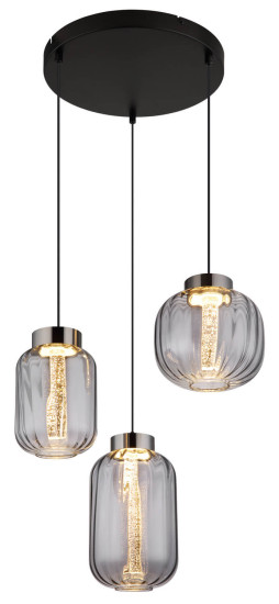 Globo Fluoro LED Hängeleuchte 23W Warmweiß Schwarz Matt, Metall 150cm 15746-3H