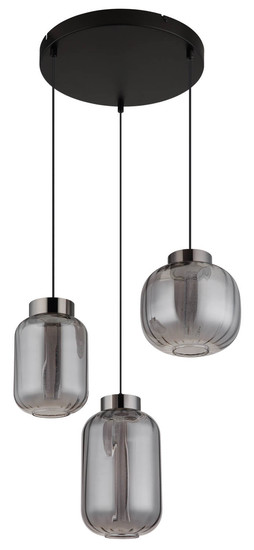 Globo Fluoro LED Hängeleuchte 23W Warmweiß Schwarz Matt, Metall 150cm 15746-3H