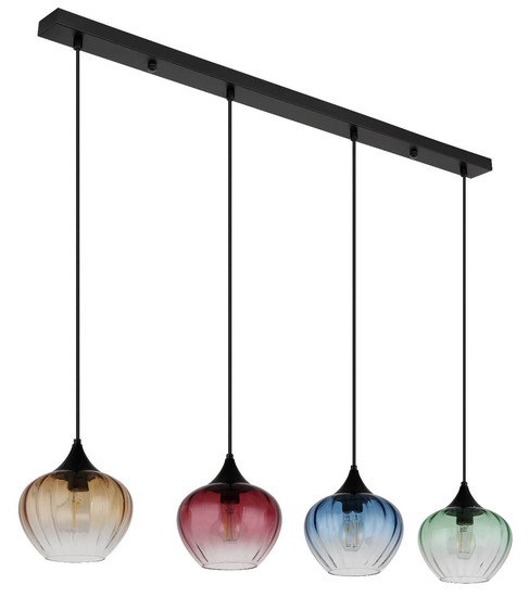Globo Pendelleuchte Sander 4-flammig E27 Schwarz matt verlaufend Metall Glas 120x111cm
