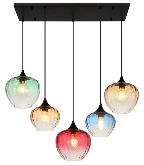 Globo Sander E27 Hängeleuchte 5-fach 40W Schwarz Matt, Metall 120cm 15748-5H