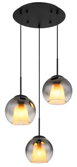 Globo Barry E27 Hängeleuchte 3-fach 40W Schwarz Matt, Metall Ø20cm 15749-3H