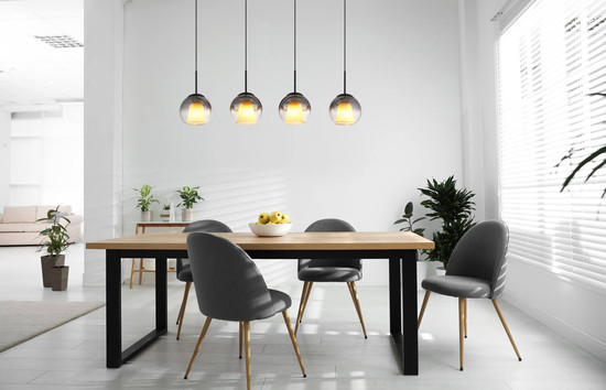 Globo Barry E27 Hängeleuchte 4-fach 40W Schwarz Matt, Metall Ø18cm 15749-4H