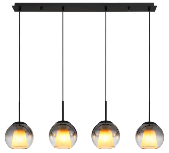 Globo Barry E27 Hängeleuchte 4-fach 40W Schwarz Matt, Metall Ø18cm 15749-4H