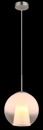 Globo Pendelleuchte Barry E27 Nickel matt opal Metall Glaskugel Ø25cm