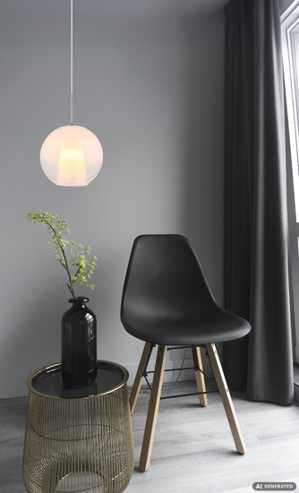 Globo Pendelleuchte Barry E27 Nickel matt opal Metall Glaskugel Ø25cm