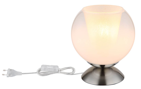 Globo Barry E27 Tischleuchte 40W Nickel Matt, Metall Ø18cm 15749NT