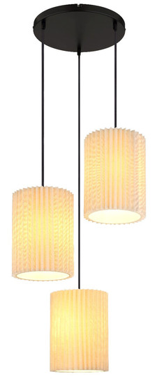 Globo Pendelleuchte Page 3-flammig E27 Schwarz matt naturfarben Metall Textil Ø46cm