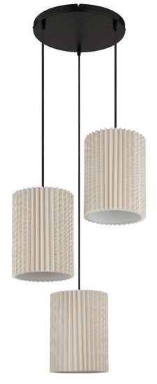 Globo Pendelleuchte Page 3-flammig E27 Schwarz matt naturfarben Metall Textil Ø46cm