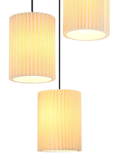 Globo Pendelleuchte Page 3-flammig E27 Schwarz matt naturfarben Metall Textil Ø46cm