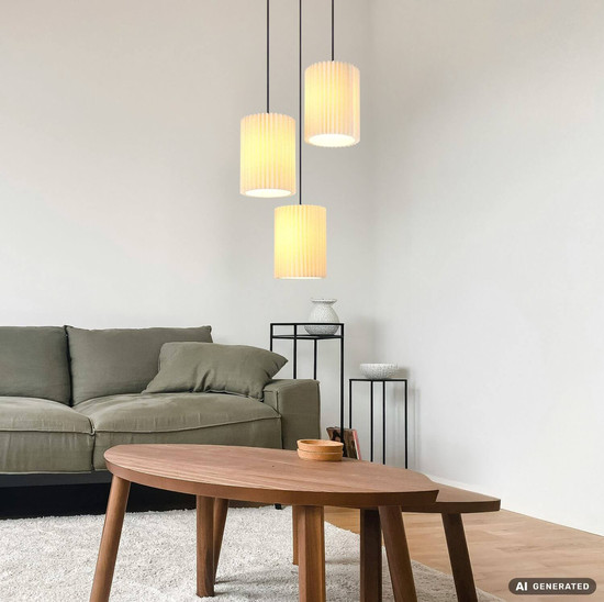 Globo Pendelleuchte Page 3-flammig E27 Schwarz matt naturfarben Metall Textil Ø46cm