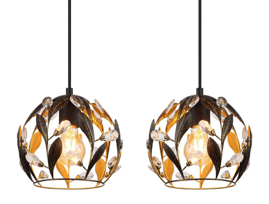 Globo Pendelleuchte Mika 3-flammig E27 Schwarz matt goldfarben Metall 150x74cm