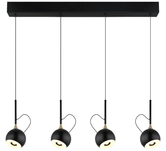 Globo LED Pendelleuchte Donovan 40W warmweiss Schwarz matt goldfarben Metall 150x93cm