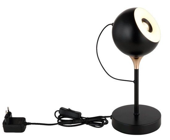 Globo LED Tischleuchte Donovan 10W warmweiss Schwarz matt goldfarben Metall Ø13cm