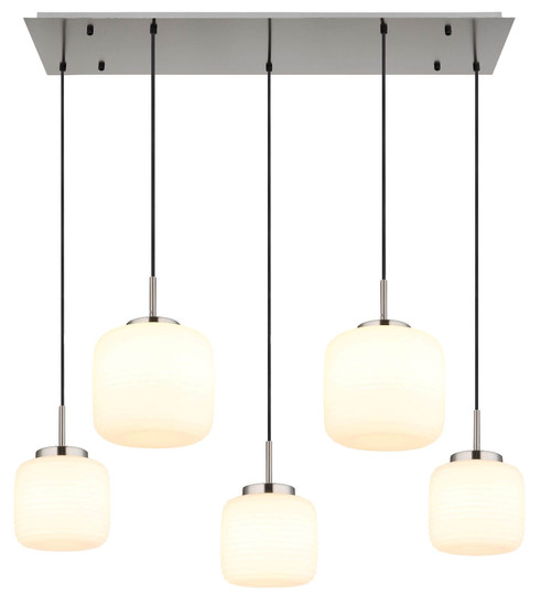 Globo Pendelleuchte Kladora 5-flammig E27 Nickel matt Metall Glas 130x106cm