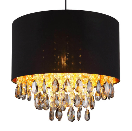 Globo Pendelleuchte Coletta E27 Schwarz matt Metall Textil Ø40cm