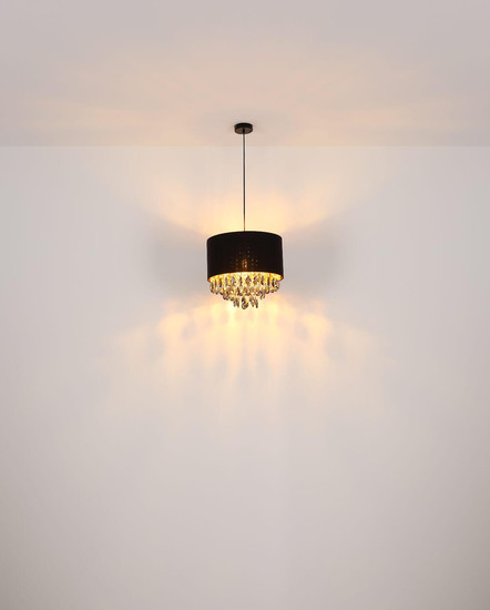 Globo Pendelleuchte Coletta E27 Schwarz matt Metall Textil Ø40cm
