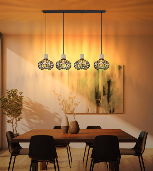 Globo Dorthy E27 Hängeleuchte 4-fach 40W Schwarz Matt, Metall Ø25cm 15778-4H