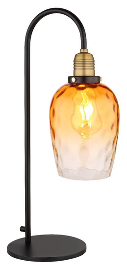 Globo Tischleuchte Salvy E27 Schwarz matt amber Metall Glas 55x24,5cm