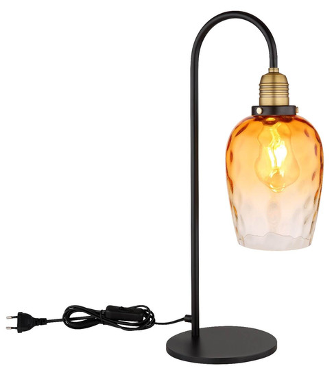 Globo Tischleuchte Salvy E27 Schwarz matt amber Metall Glas 55x24,5cm