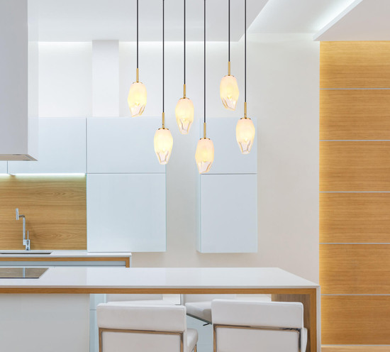 Globo Barcley E14 Hängeleuchte 6-fach 7W Messingfarben, Metall Ø11cm 15787-6H