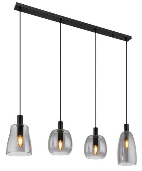 Globo Garri E14 Hängeleuchte 4-fach 40W Schwarz Matt, Metall 120cm 15789-4HB