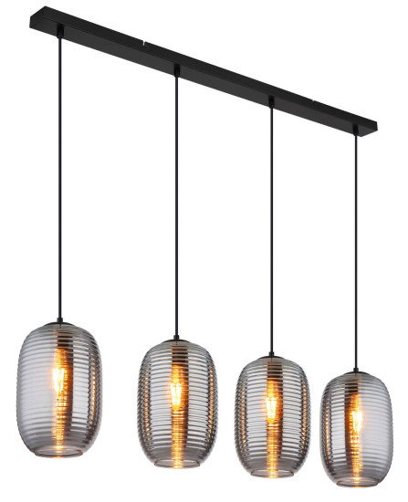 Globo Jefrey E27 Hängeleuchte 4-fach 40W Schwarz Matt, Metall Ø20cm 15794-4H