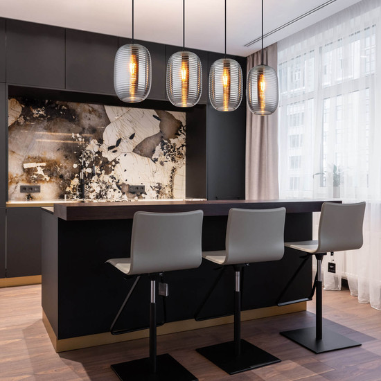 Globo Jefrey E27 Hängeleuchte 4-fach 40W Schwarz Matt, Metall Ø20cm 15794-4H