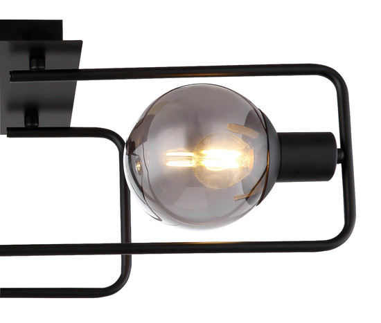 Globo Deckenleuchte Blama 2-flammig E14 Schwarz matt rauchfarben Metall Glas 61x23cm