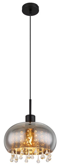 Globo Pendelleuchte Corry E27 Schwarz matt rauchfarben Metall Glas Ø28cm