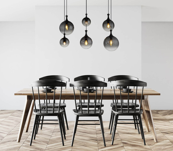 Globo Dalton E27 Hängeleuchte 6-fach 10W Schwarz Matt, Metall 141cm 15885-6H
