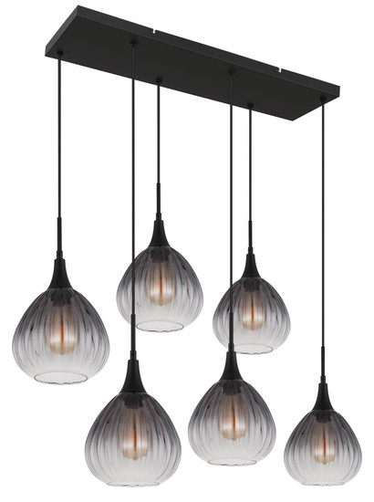 Globo Olsen E27 Hängeleuchte 6-fach 40W Schwarz Matt, Metall Ø20cm 15887-6H