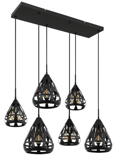 Globo Hassan E27 Hängeleuchte 6-fach 40W Schwarz Matt, Metall 120cm 15889-6H