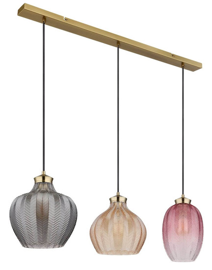 Globo Pendelleuchte Jessica 3-flammig E27 Goldfarben matt Metall Glas 120x90cm