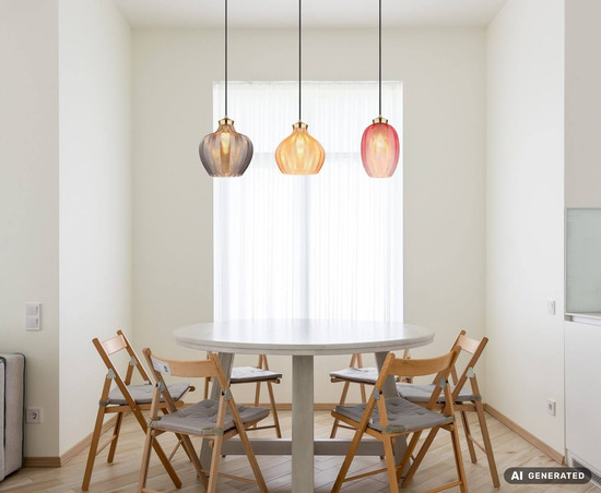 Globo Pendelleuchte Jessica 3-flammig E27 Goldfarben matt Metall Glas 120x90cm