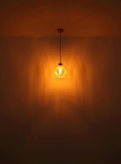 Globo Pendelleuchte Jessica E27 Goldfarben matt amber Metall Glas Ø22cm