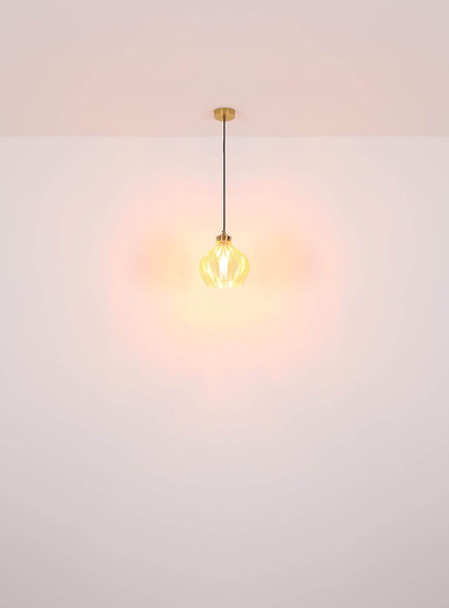 Globo Pendelleuchte Jessica E27 Goldfarben matt amber Metall Glas Ø22cm
