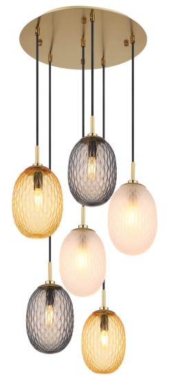 Globo Devin E14 Hängeleuchte 6-fach 40W Goldfarben Matt, Metall Ø15cm 15899-6HR