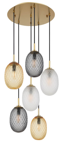 Globo Devin E14 Hängeleuchte 6-fach 40W Goldfarben Matt, Metall Ø15cm 15899-6HR