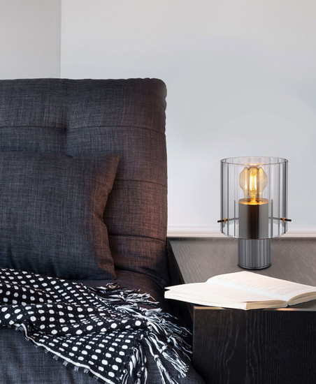 Globo Tulivar E27 Tischleuchte 40W Grau Dunkel, Metall Ø14cm 15904TS