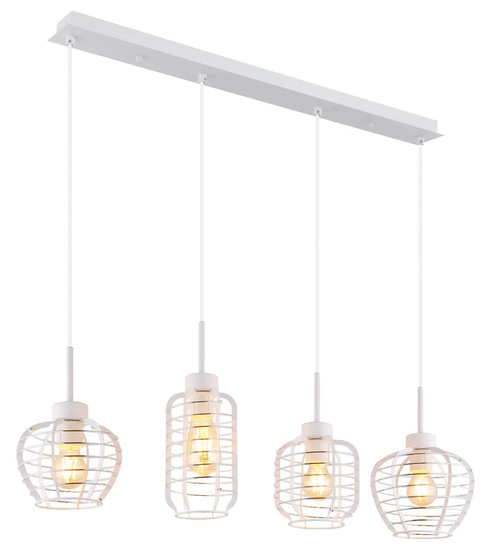 Globo Pendelleuchte Nesa 4-flammig E27 Weiß matt Metall 120x90cm